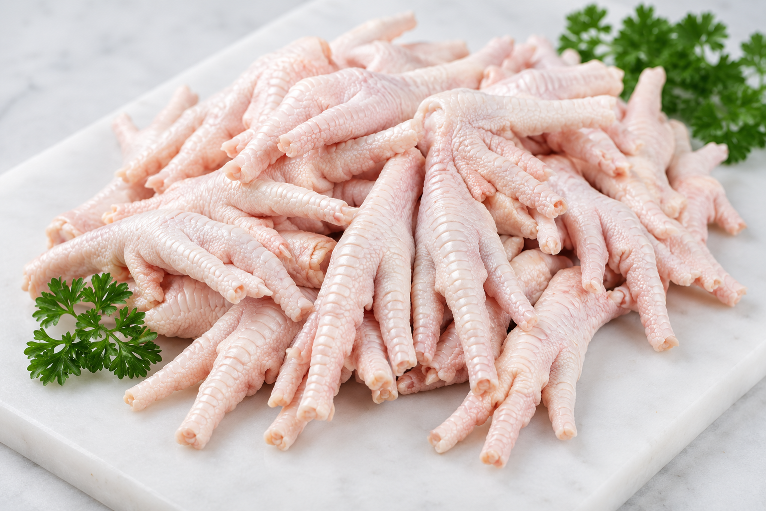 Grade A chicken paws prepared for international distribution